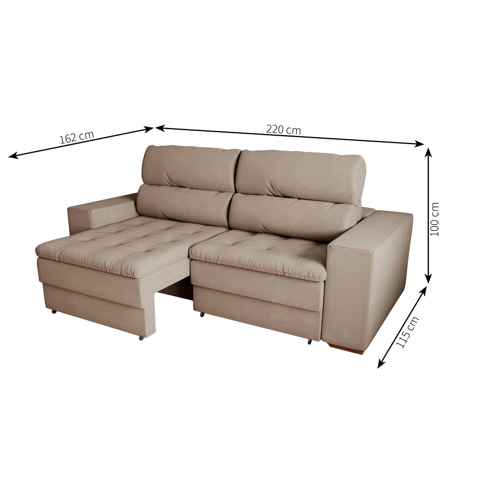 Sofá 3 Lugares Retrátil e Reclinável Montevideo Suede Bege