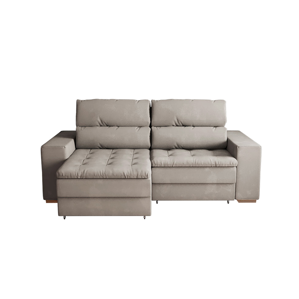 Sofá 3 Lugares Retrátil e Reclinável Montevideo Suede Bege