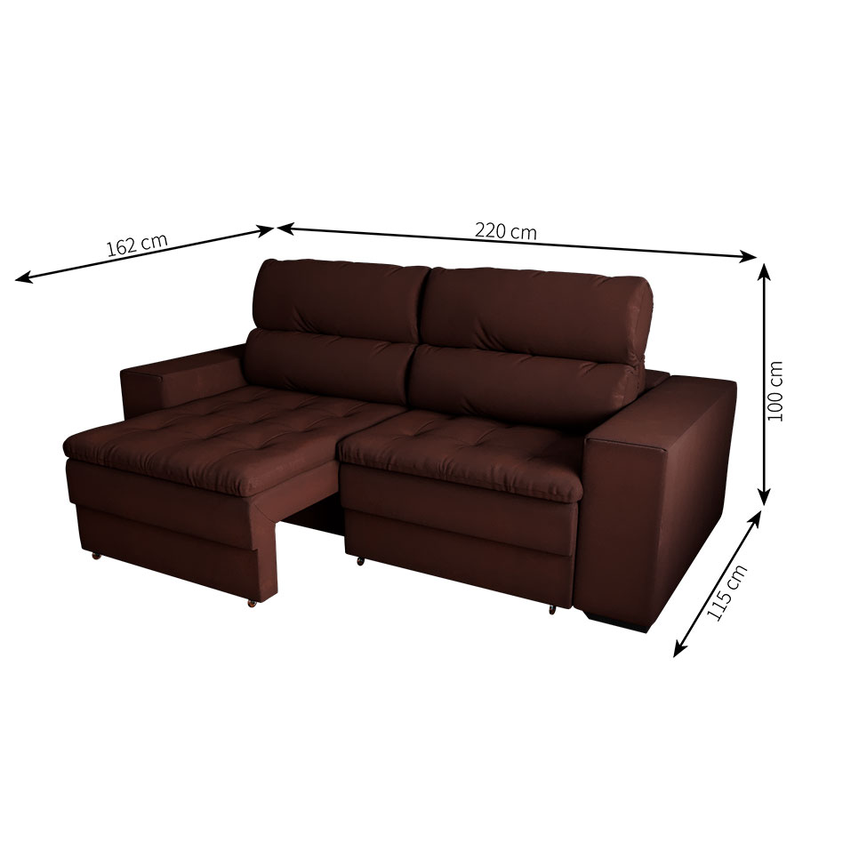 Sofá 3 Lugares Retrátil e Reclinável Montevideo Suede Marrom