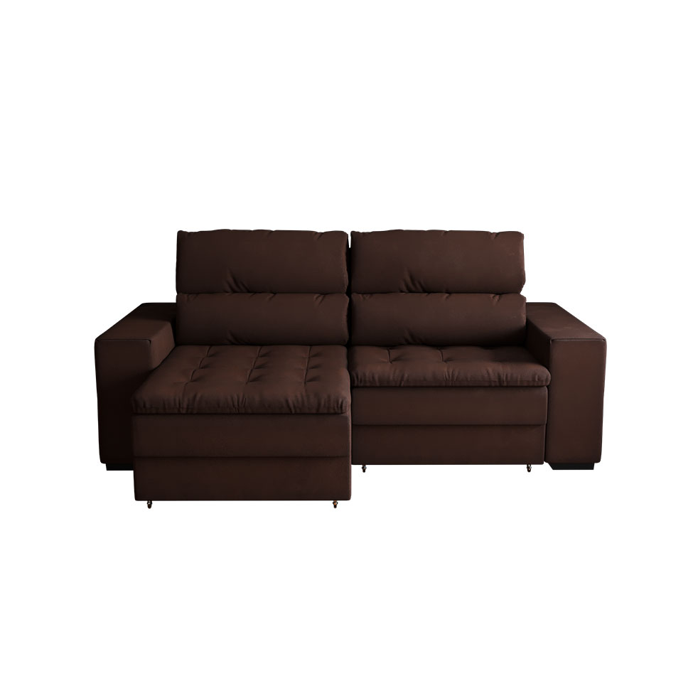 Sofá 3 Lugares Retrátil e Reclinável Montevideo Suede Marrom