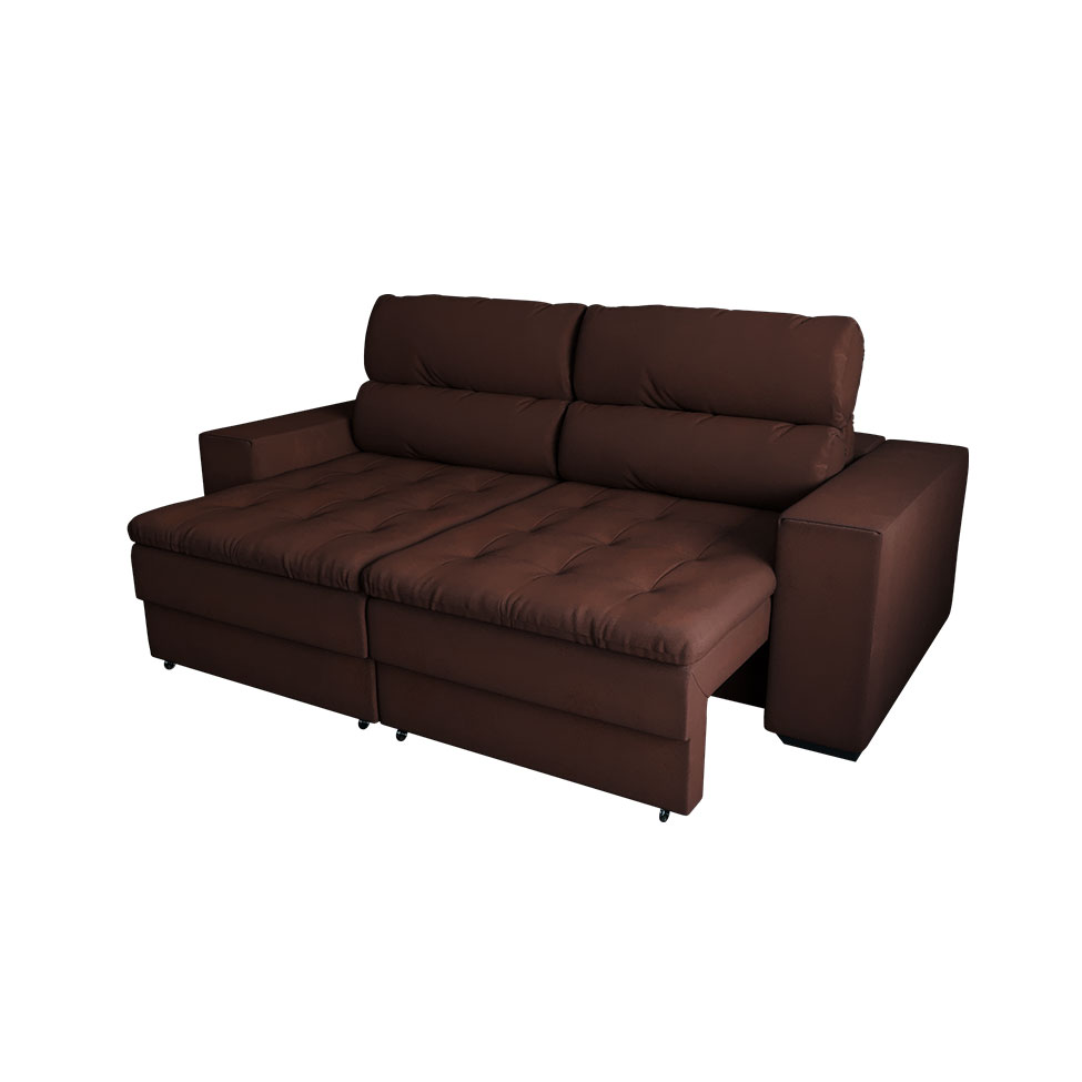 Sofá 3 Lugares Retrátil e Reclinável Montevideo Suede Marrom