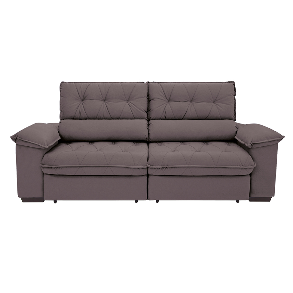 Sofá 3 Lugares Retrátil e Reclinável Piemont Suede Bege 230 cm