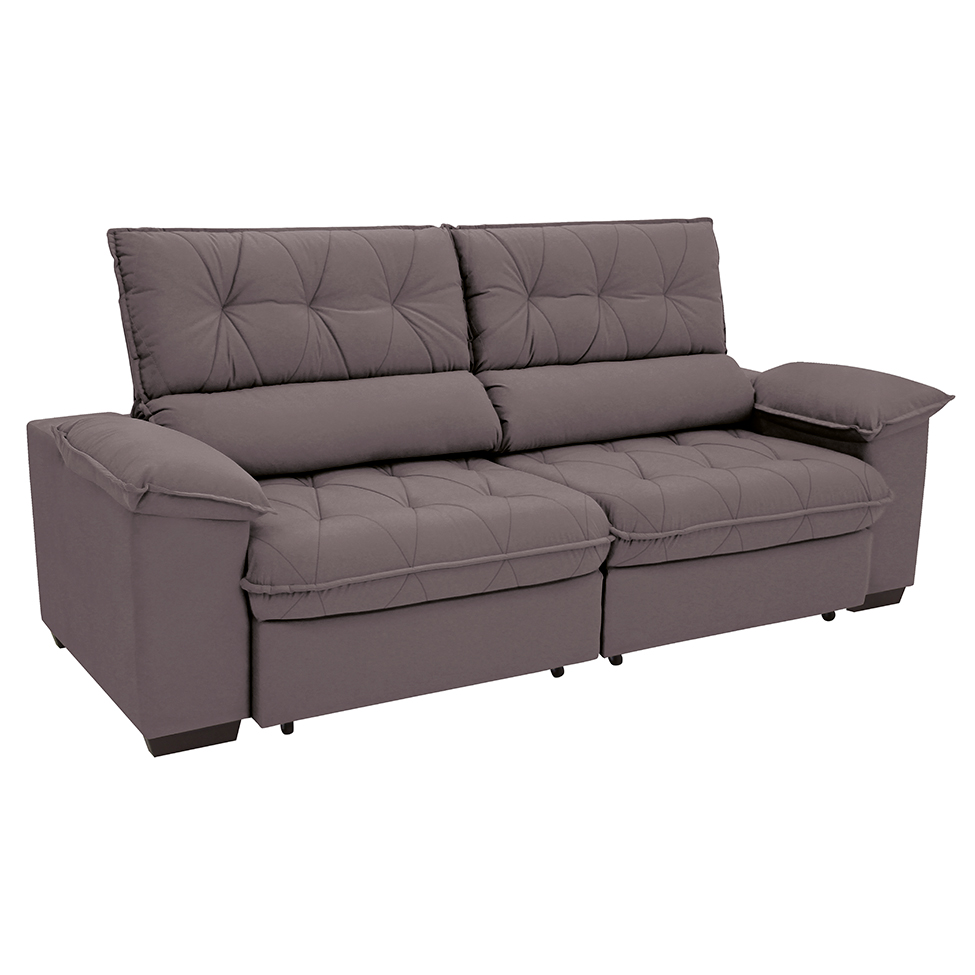 Sofá 3 Lugares Retrátil e Reclinável Piemont Suede Bege 230 cm