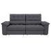 Sofá 3 Lugares Retrátil e Reclinável Piemont Suede Cinza 200 cm