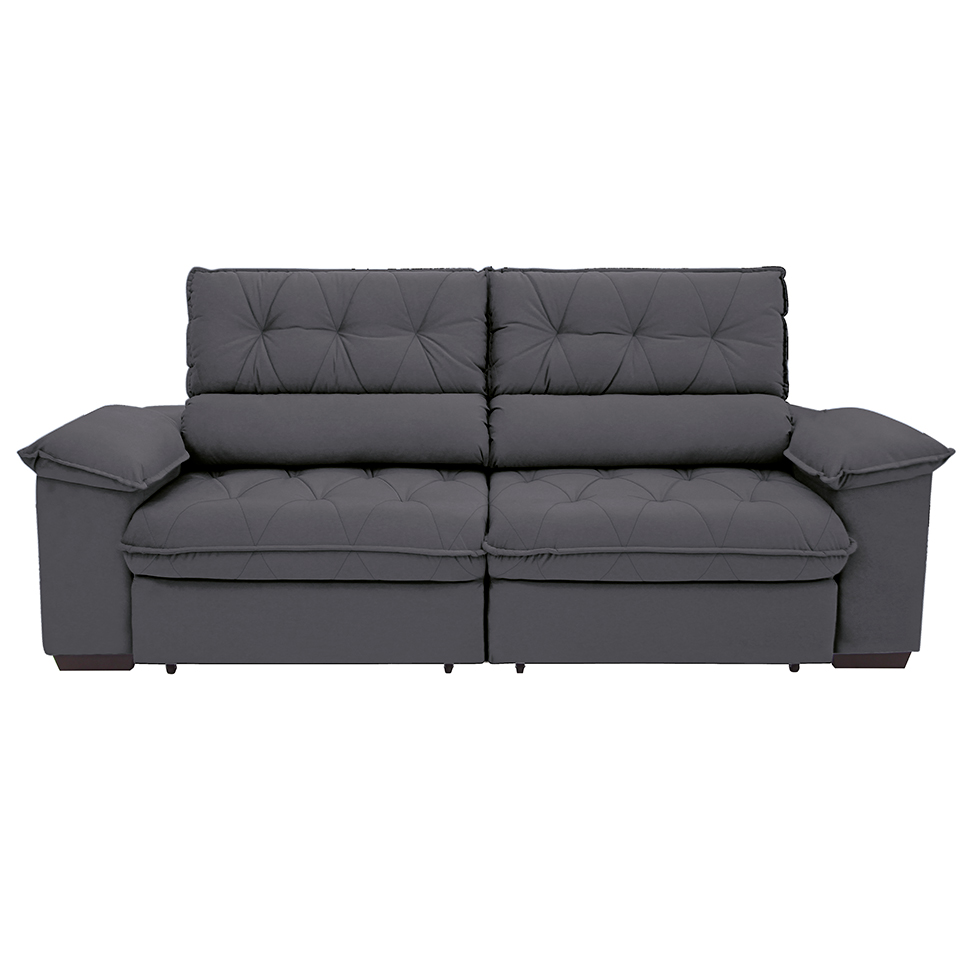 Sofá 3 Lugares Retrátil e Reclinável Piemont Suede Cinza 200 cm