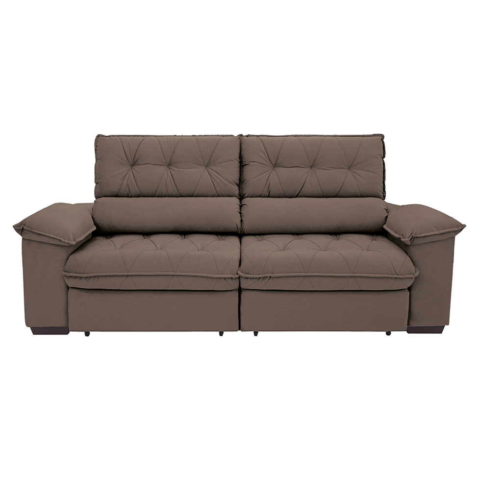 Sofá 3 Lugares Retrátil e Reclinável Piemont Suede Marrom 200 cm