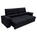 Sofá 3 Lugares Retrátil e Reclinável Piemont Suede Preto 200 cm