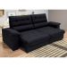 Sofá 3 Lugares Retrátil e Reclinável Piemont Suede Preto 200 cm