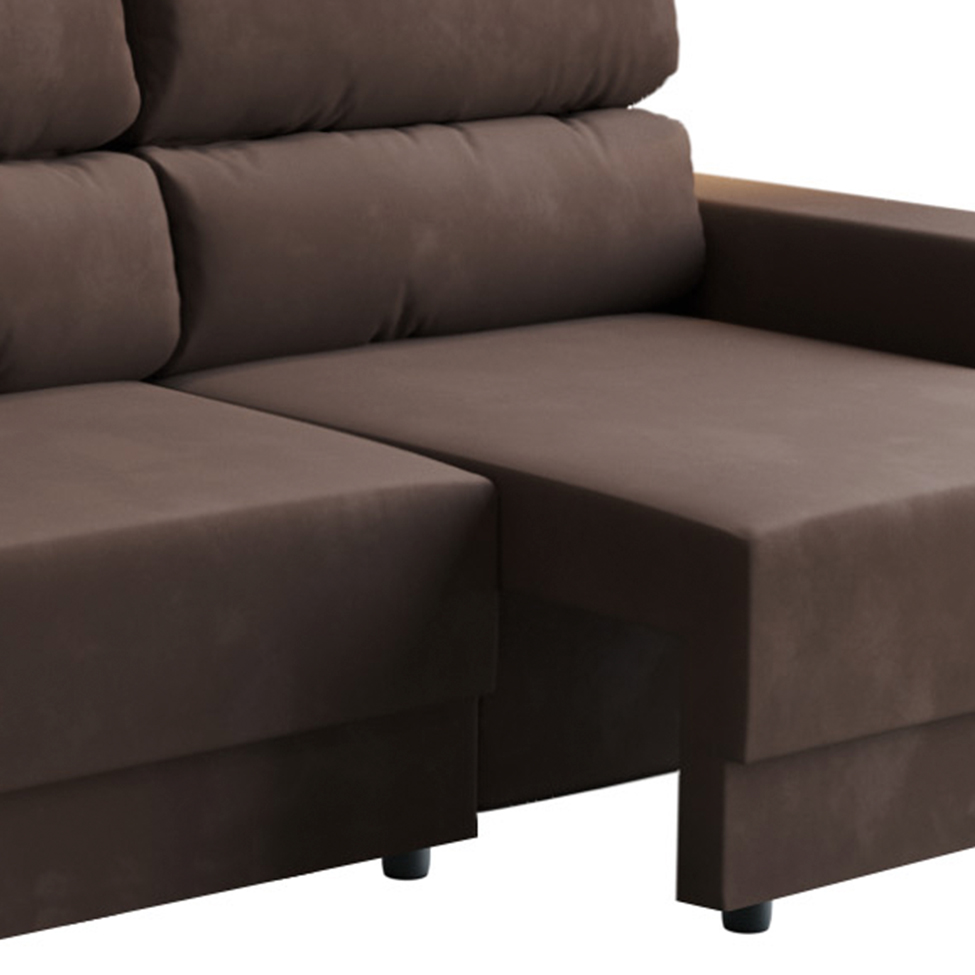 Sofá 3 Lugares Retrátil e Reclinável Porto Alegre Suede Marrom 180 cm