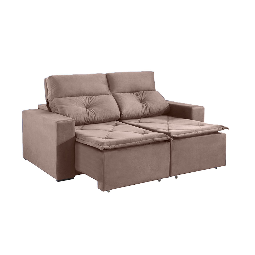 Sofá 3 Lugares Retrátil e Reclinável Porto Rico Suede Marrom
