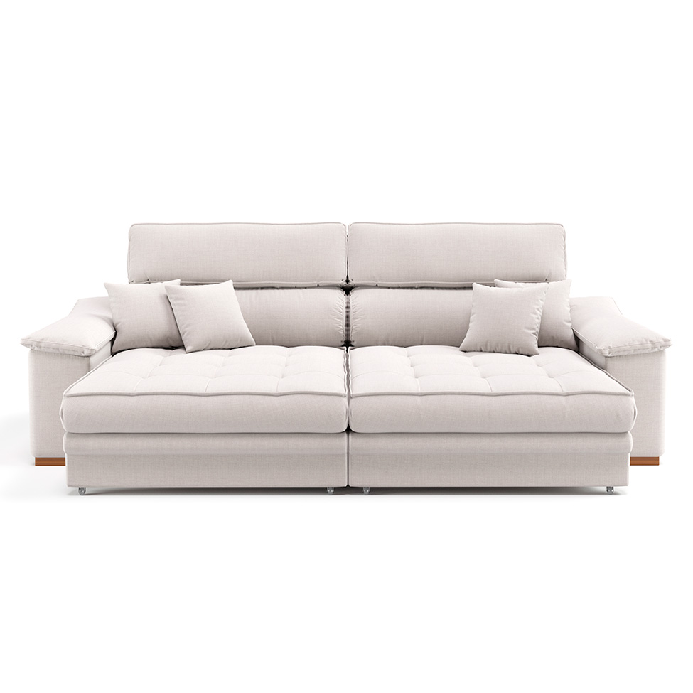 Sofá 3 Lugares Retrátil e Reclinável Raul Linho Cru