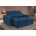 Sofá 3 Lugares Retrátil e Reclinável Roma Suede Azul 180 cm