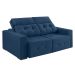 Sofá 3 Lugares Retrátil e Reclinável Roma Suede Azul 180 cm