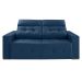 Sofá 3 Lugares Retrátil e Reclinável Roma Suede Azul 180 cm