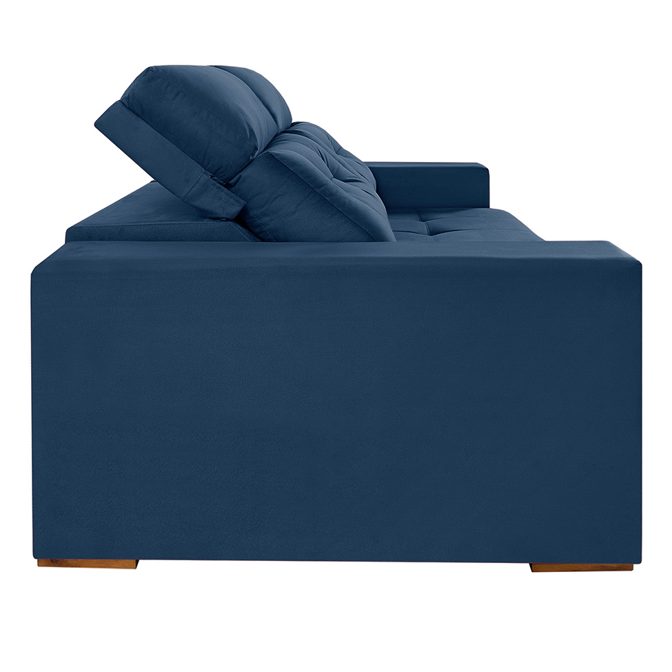 Sofá 3 Lugares Retrátil e Reclinável Roma Suede Azul 180 cm