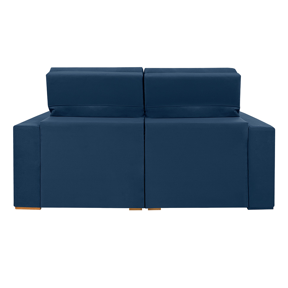 Sofá 3 Lugares Retrátil e Reclinável Roma Suede Azul 180 cm