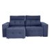 Sofá 3 Lugares Retrátil e Reclinável Roma Suede Azul