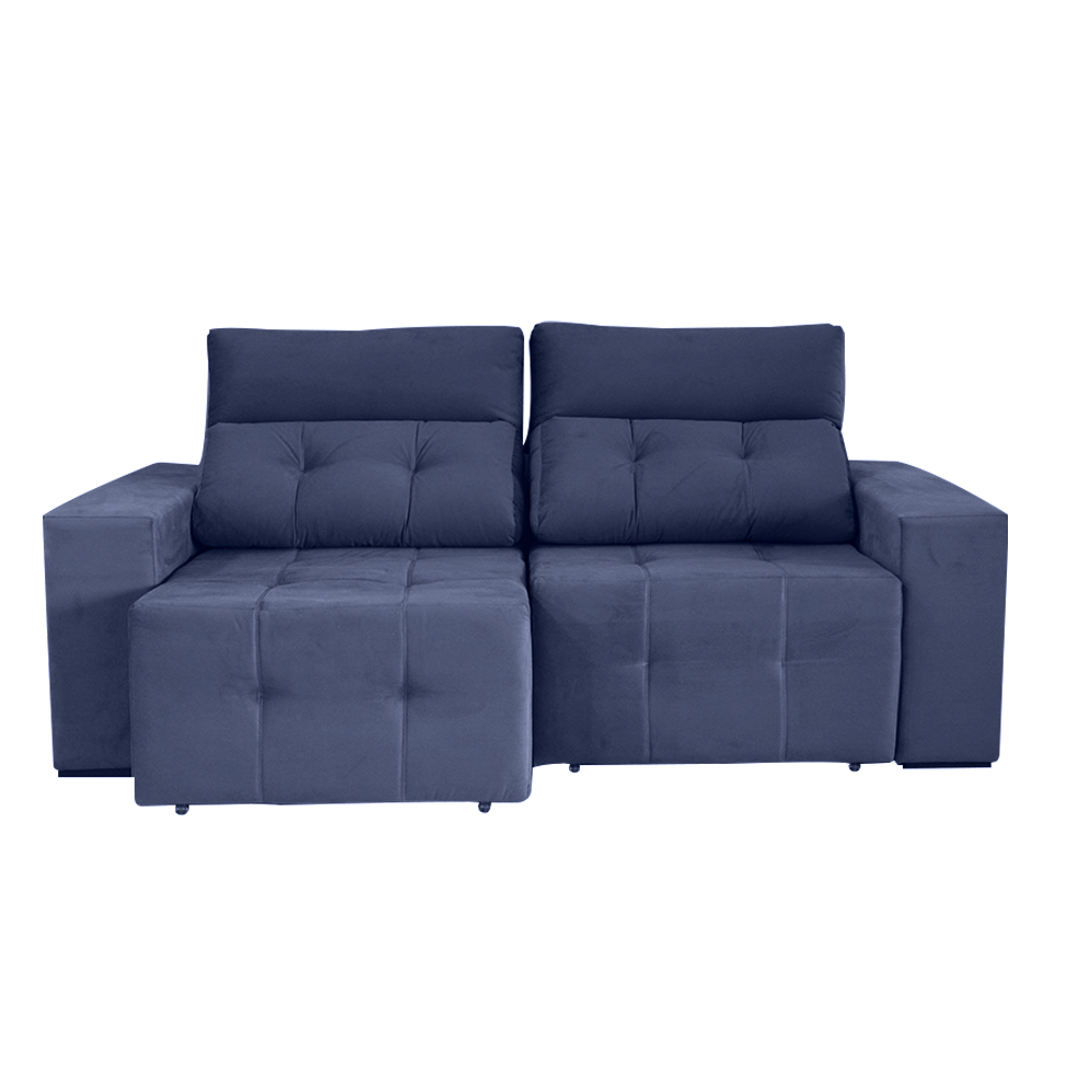 Sofá 3 Lugares Retrátil e Reclinável Roma Suede Azul