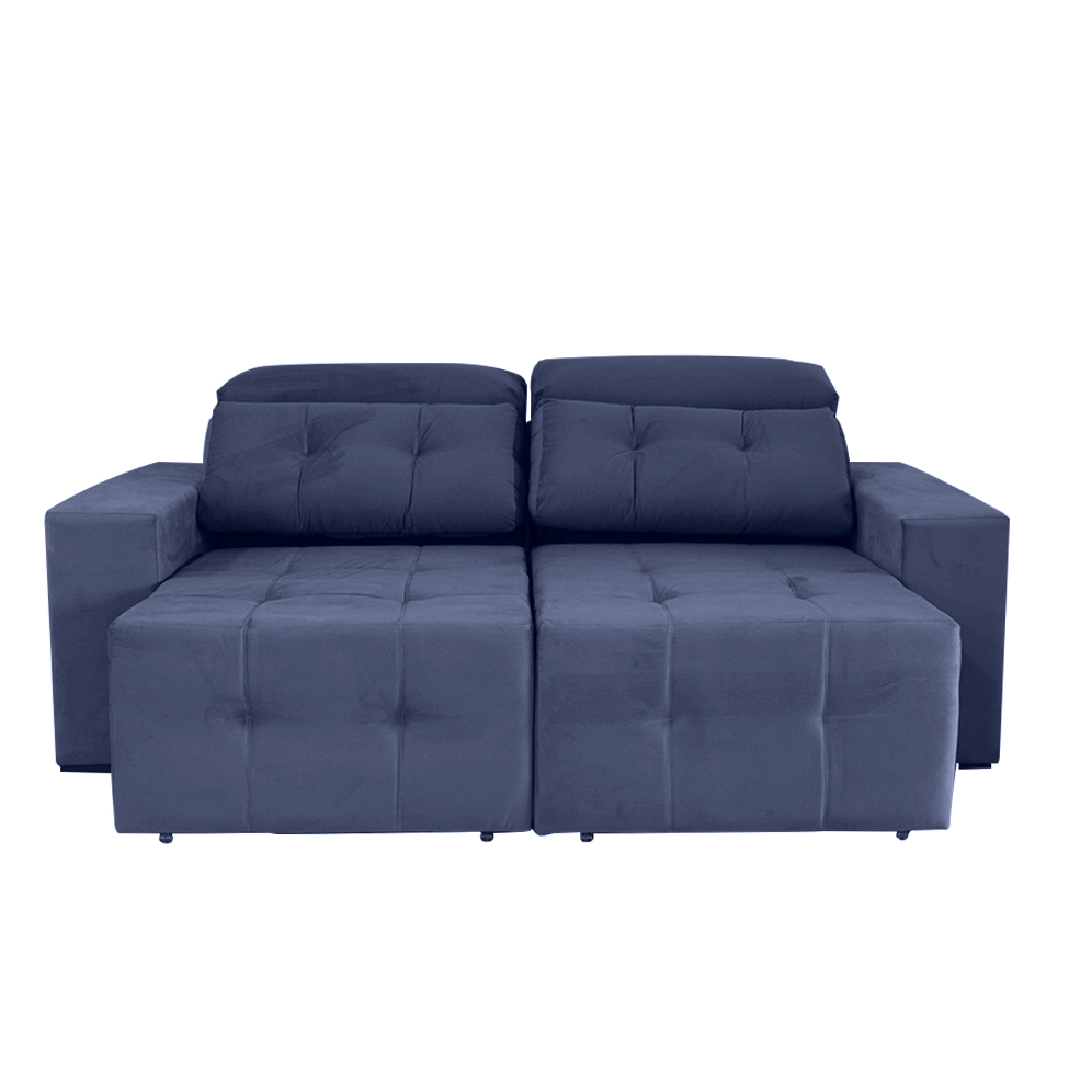 Sofá 3 Lugares Retrátil e Reclinável Roma Suede Azul