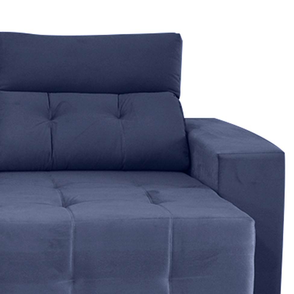 Sofá 3 Lugares Retrátil e Reclinável Roma Suede Azul