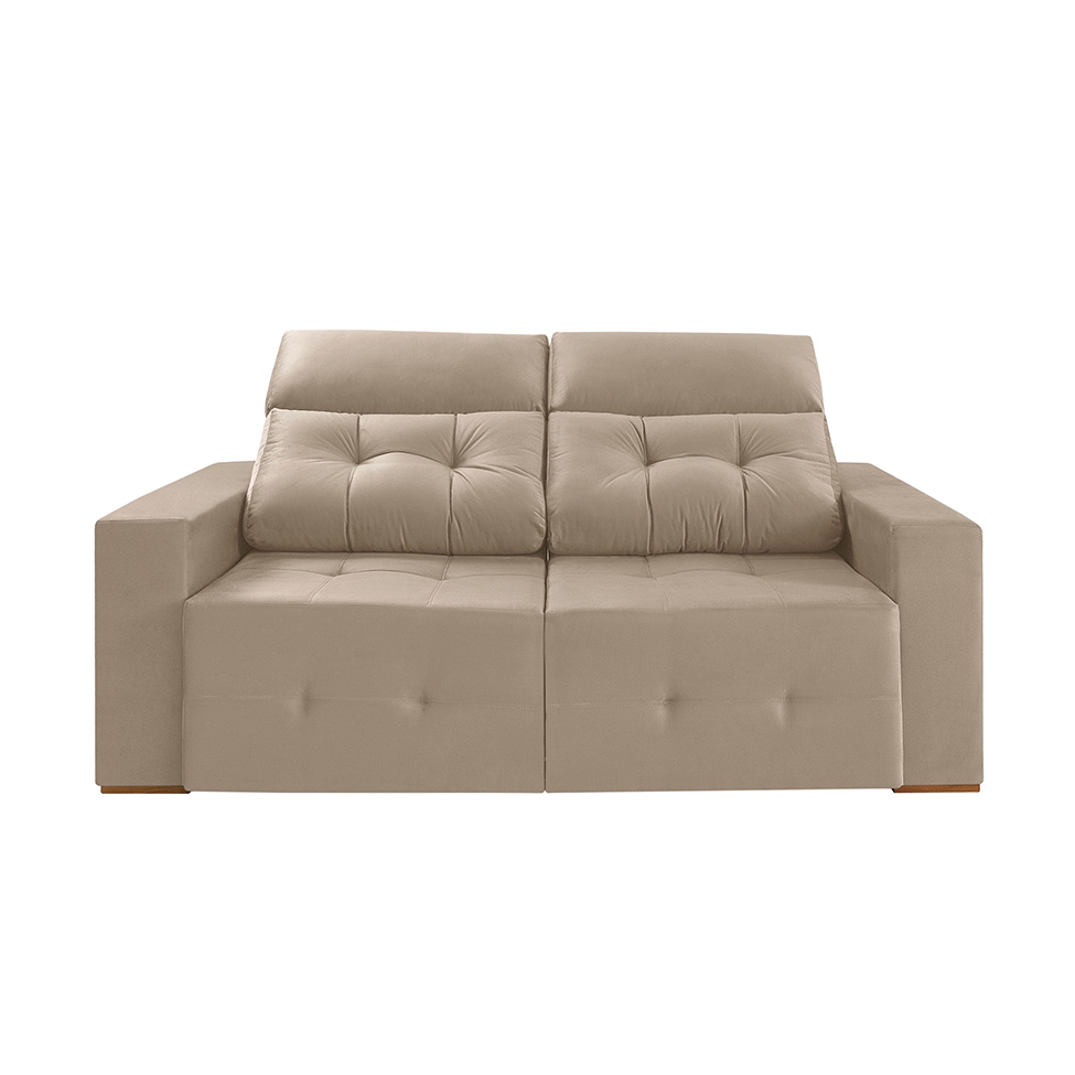 Sofá 3 Lugares Retrátil e Reclinável Roma Suede Bege 180 cm