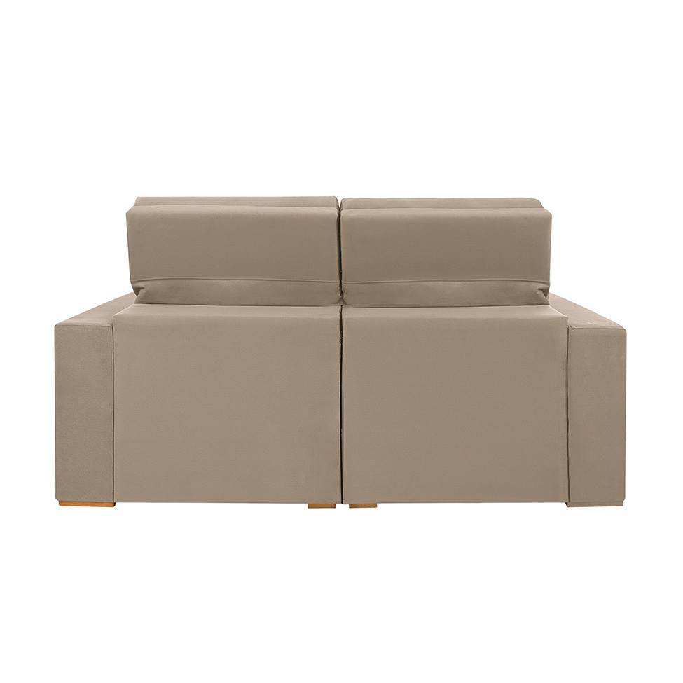 Sofá 3 Lugares Retrátil e Reclinável Roma Suede Bege 180 cm