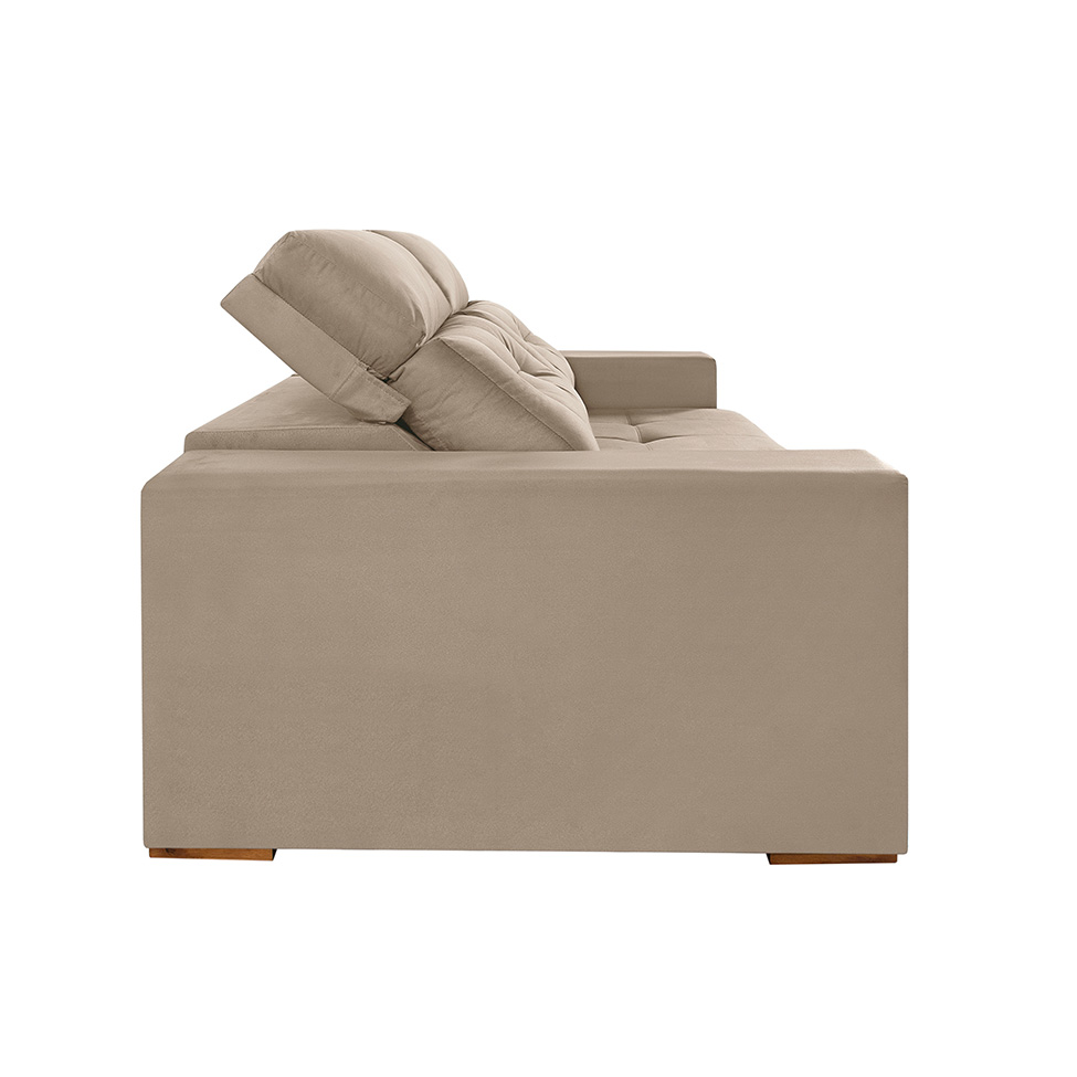 Sofá 3 Lugares Retrátil e Reclinável Roma Suede Bege 180 cm