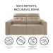 Sofá 3 Lugares Retrátil e Reclinável Roma Suede Bege 180 cm