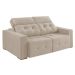 Sofá 3 Lugares Retrátil e Reclinável Roma Suede Bege 180 cm