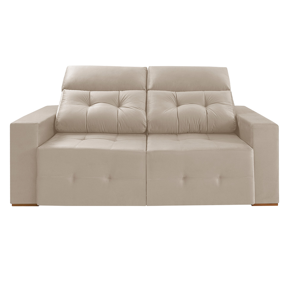 Sofá 3 Lugares Retrátil e Reclinável Roma Suede Bege 180 cm
