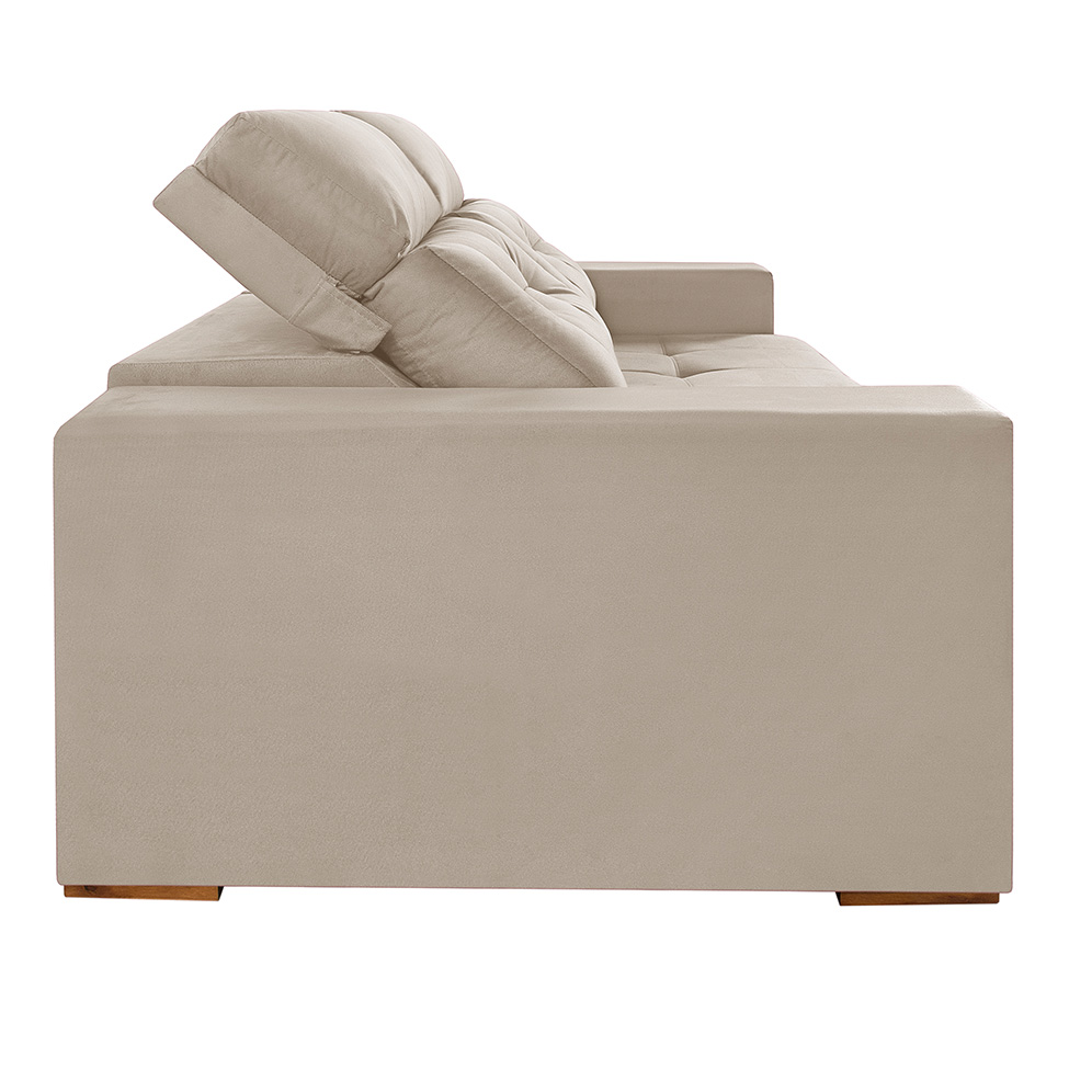 Sofá 3 Lugares Retrátil e Reclinável Roma Suede Bege 180 cm