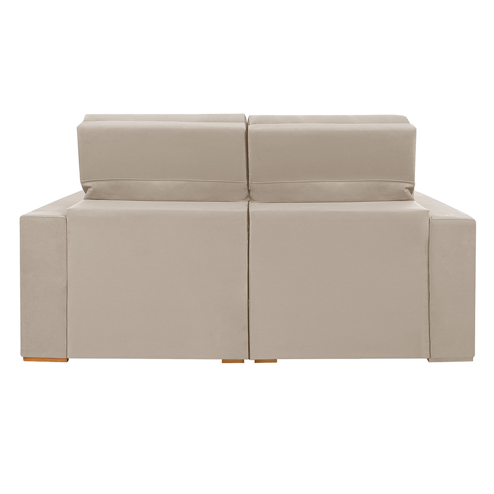 Sofá 3 Lugares Retrátil e Reclinável Roma Suede Bege 180 cm