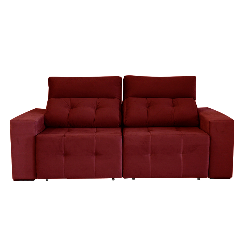 Sofá 3 Lugares Retrátil e Reclinável Roma Suede Bordô