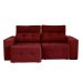 Sofá 3 Lugares Retrátil e Reclinável Roma Suede Bordô