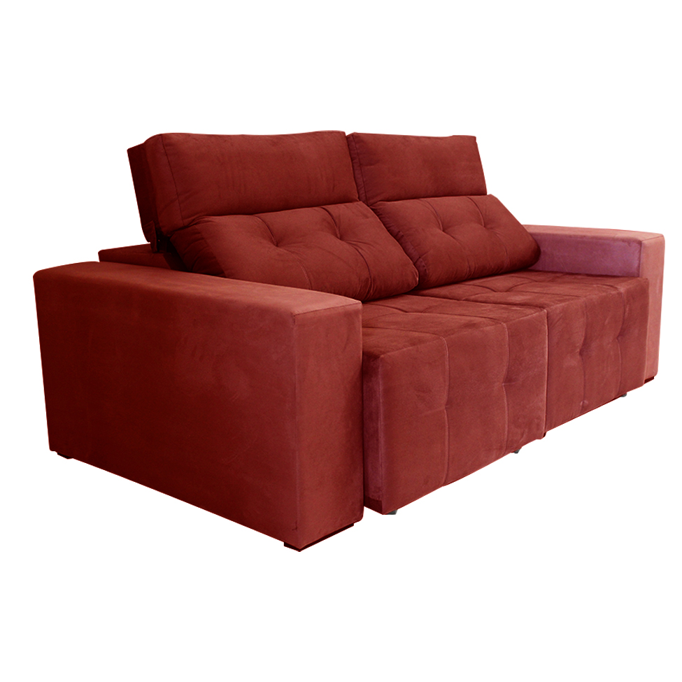 Sofá 3 Lugares Retrátil e Reclinável Roma Suede Bordô