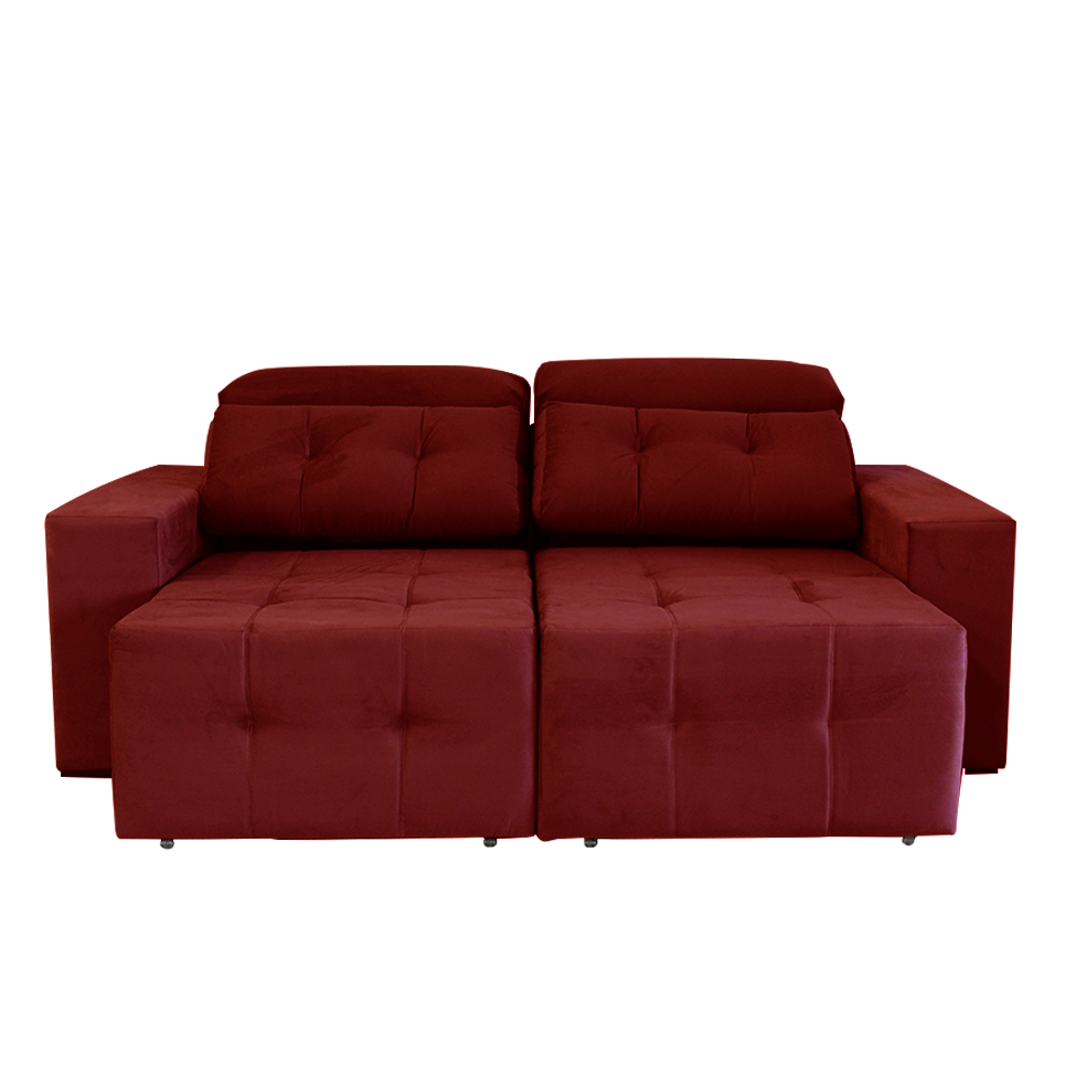 Sofá 3 Lugares Retrátil e Reclinável Roma Suede Bordô