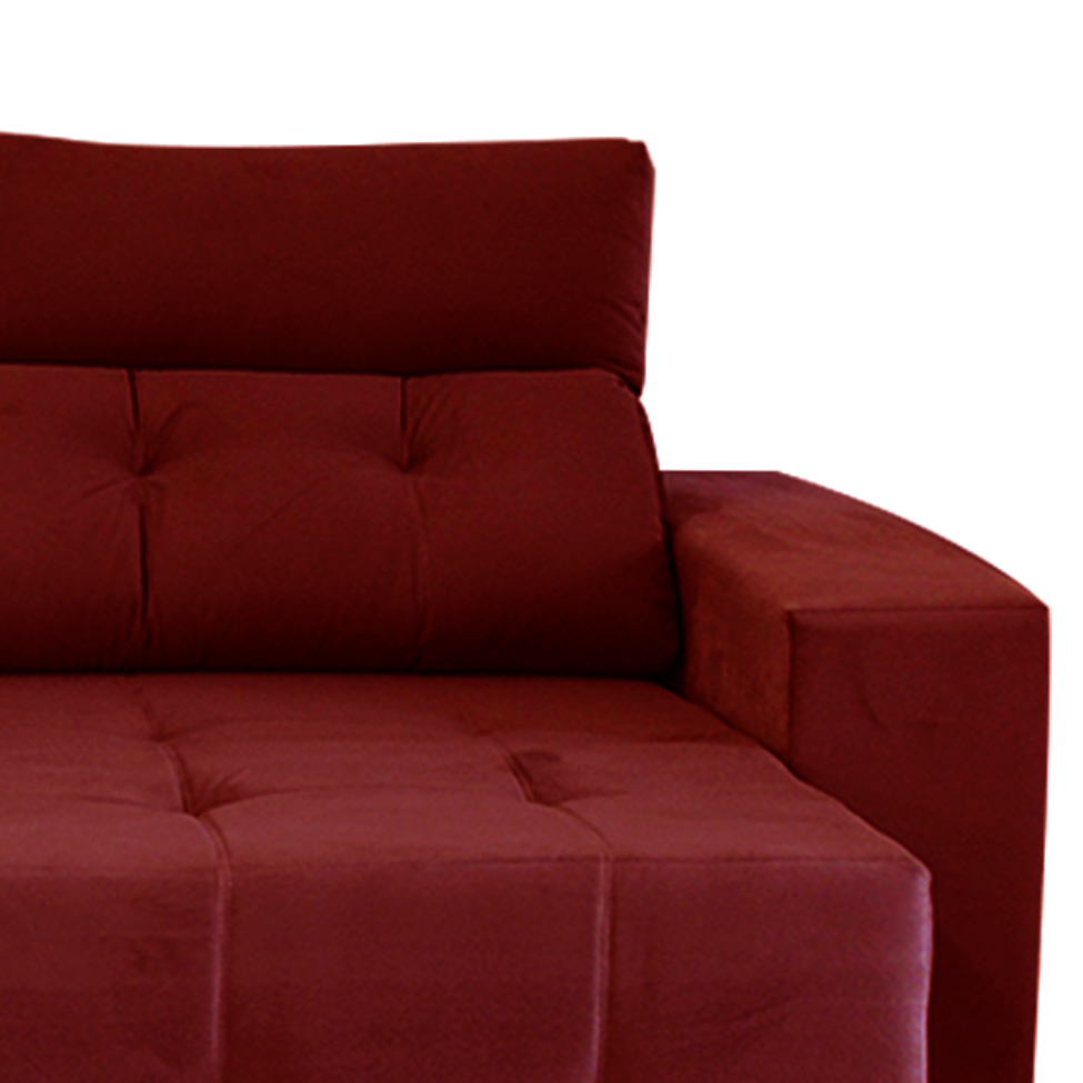 Sofá 3 Lugares Retrátil e Reclinável Roma Suede Bordô