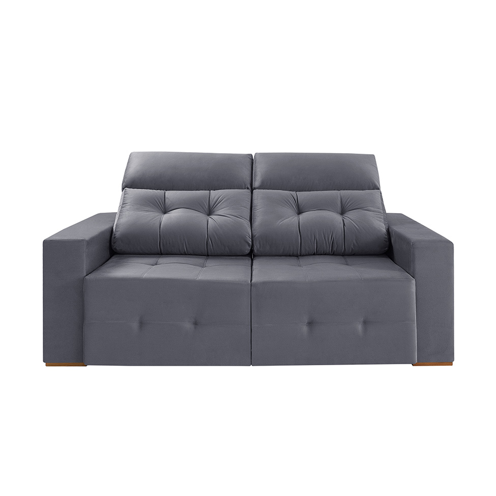 Sofá 3 Lugares Retrátil e Reclinável Roma Suede Cinza 180 cm