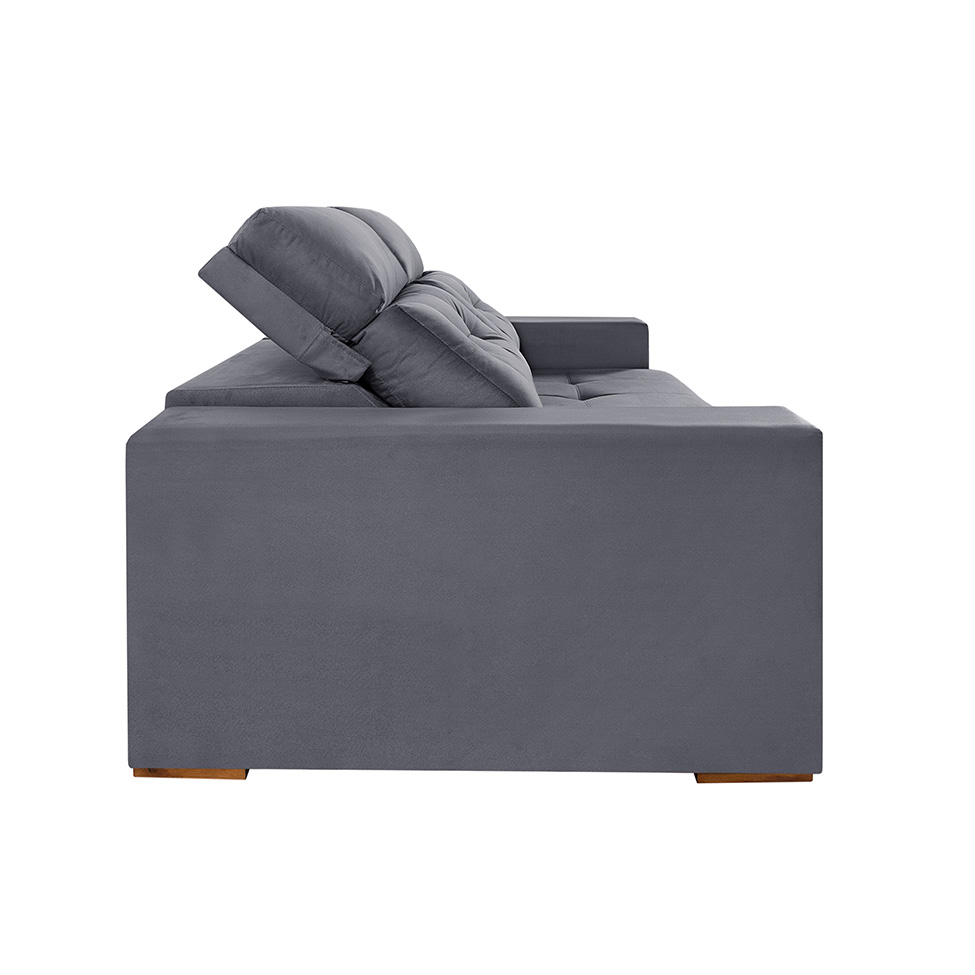 Sofá 3 Lugares Retrátil e Reclinável Roma Suede Cinza 180 cm