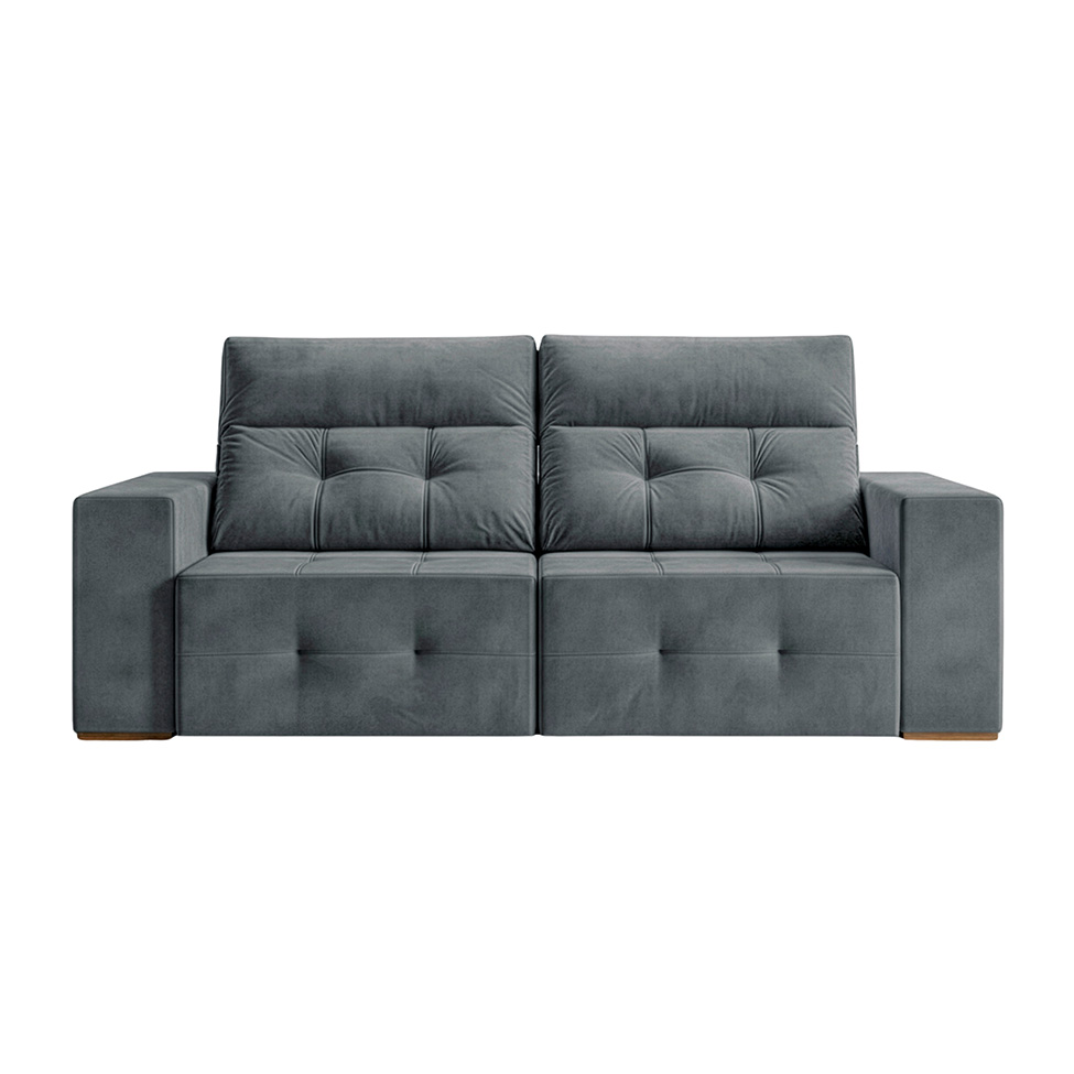 Sofá 3 Lugares Retrátil e Reclinável Roma Suede Cinza 180 cm