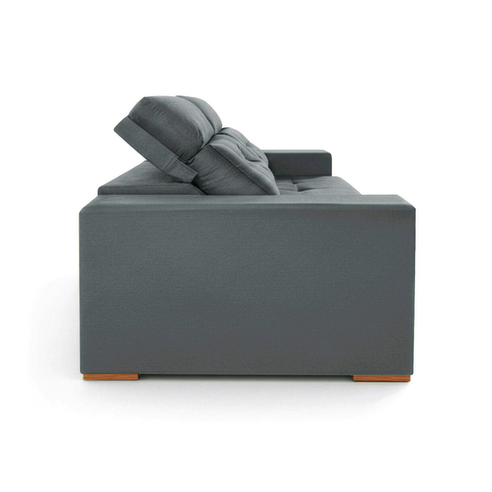 Sofá 3 Lugares Retrátil e Reclinável Roma Suede Cinza 180 cm