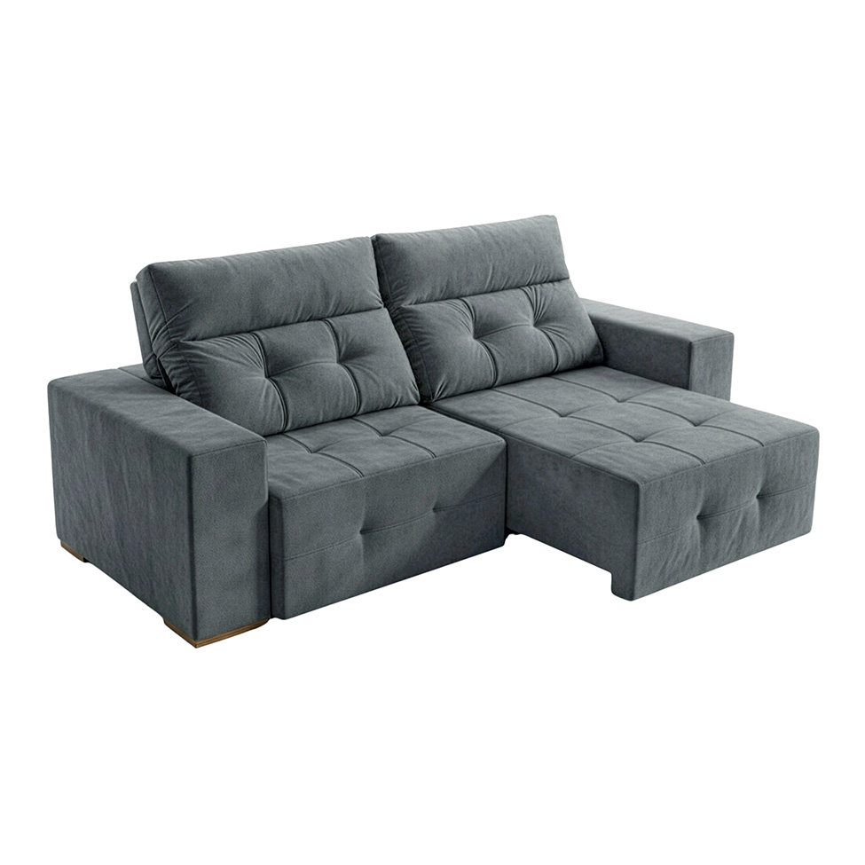 Sofá 3 Lugares Retrátil e Reclinável Roma Suede Cinza 180 cm