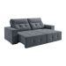 Sofá 3 Lugares Retrátil e Reclinável Roma Suede Cinza 180 cm