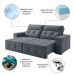 Sofá 3 Lugares Retrátil e Reclinável Roma Suede Cinza 180 cm