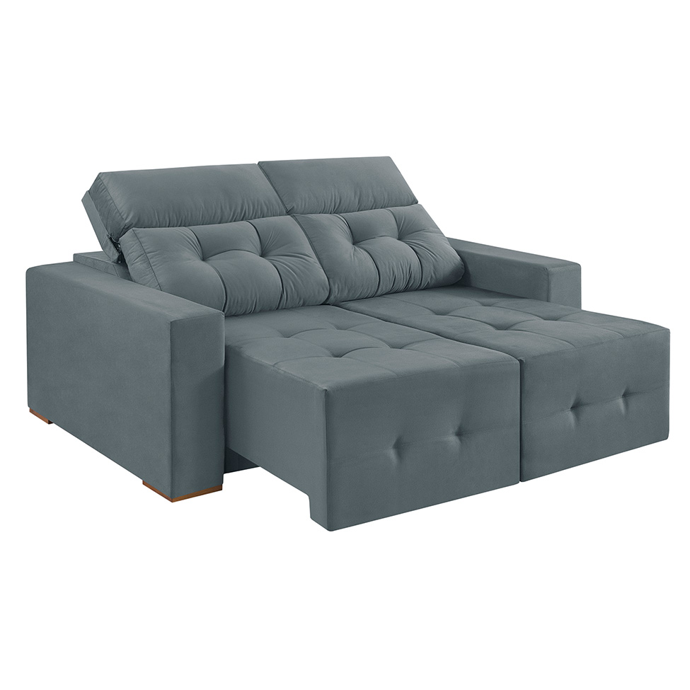 Sofá 3 Lugares Retrátil e Reclinável Roma Suede Cinza 180 cm