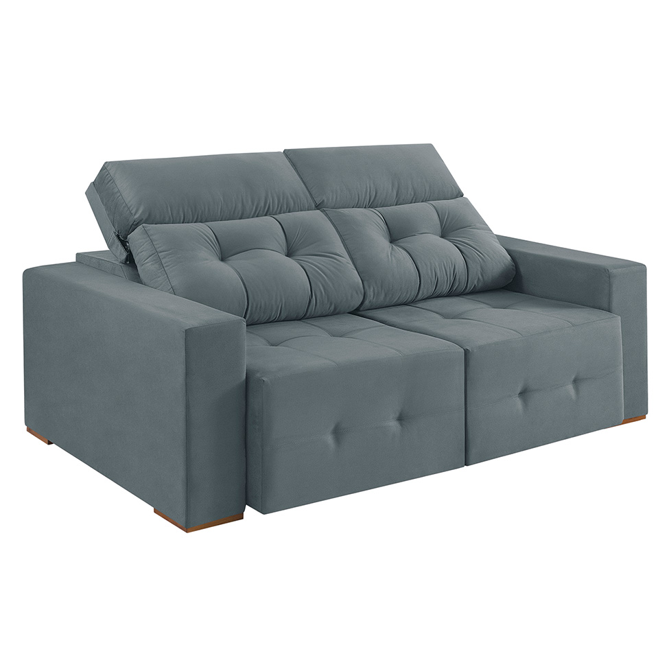 Sofá 3 Lugares Retrátil e Reclinável Roma Suede Cinza 180 cm