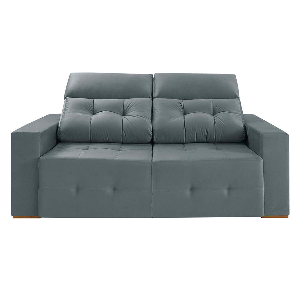 Sofá 3 Lugares Retrátil e Reclinável Roma Suede Cinza 180 cm