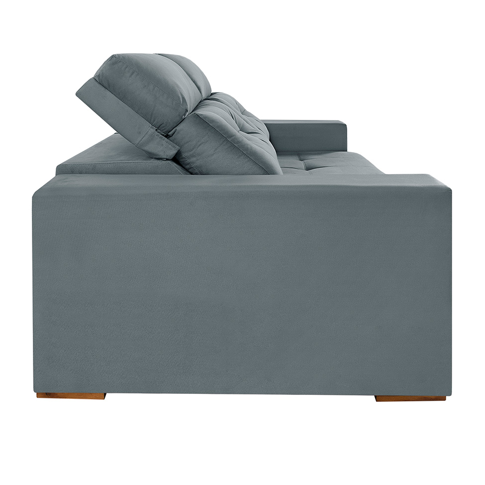Sofá 3 Lugares Retrátil e Reclinável Roma Suede Cinza 180 cm