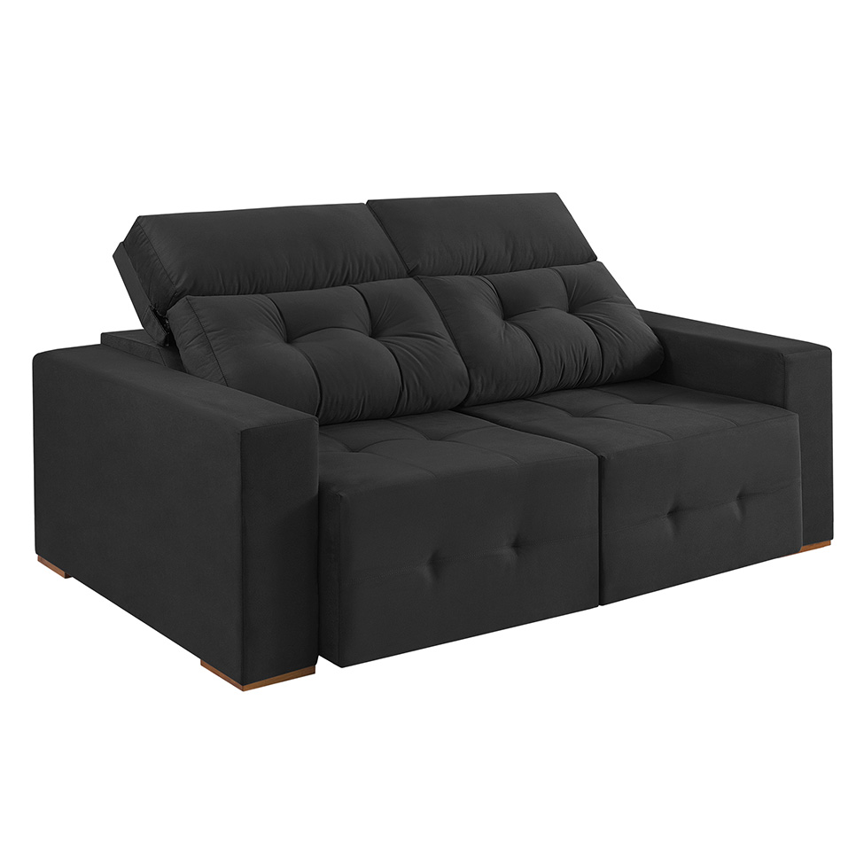 Sofá 3 Lugares Retrátil e Reclinável Roma Suede Grafite 180 cm