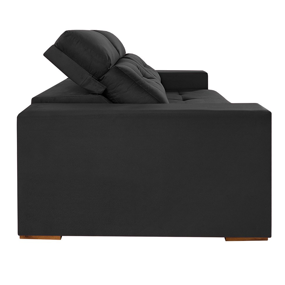 Sofá 3 Lugares Retrátil e Reclinável Roma Suede Grafite 180 cm